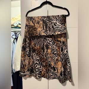 Bob Mackie Animal Print Midi Skirt - Black, Brown, Tan